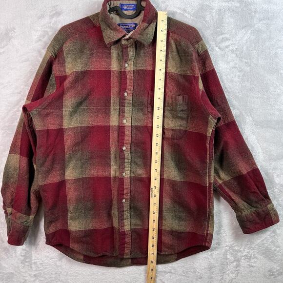 Pendleton Lodge Shirt Men's Medium Shacket Flannel Wool Red Button Down Outdoor - Picture 7 of 16